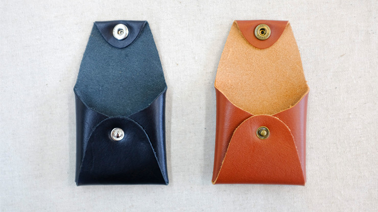 Square Leather Coin Case - Black