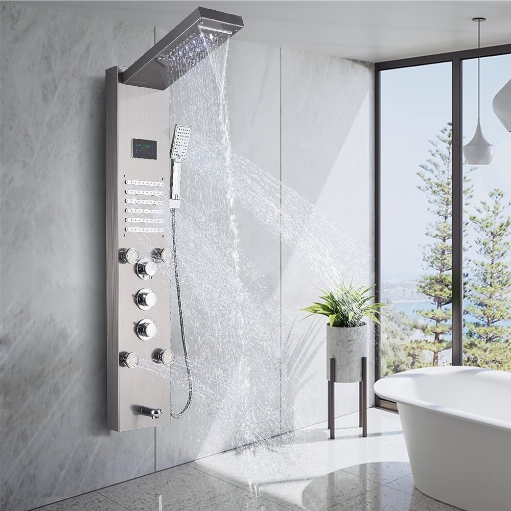 Shower Panel Tower System Rainfall Waterfall Shower Massage Spa Body Jet Sprayer