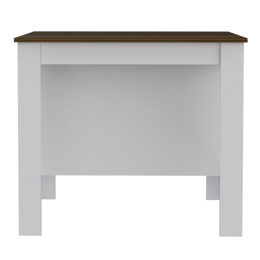 White and Brown 41" Kitchen Island With Storage