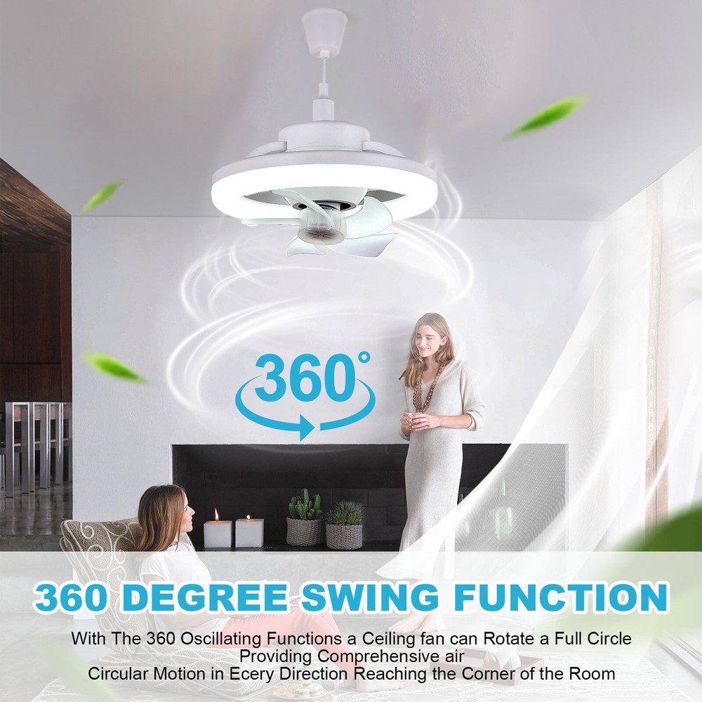Socket Ceiling Fans With Lights And Remote- Socket Fan Light With Dimmable LED