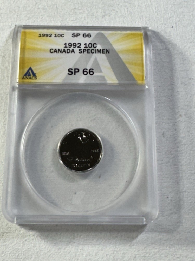 1992 Canada 10 Cents Specimen Graded SP 66 by ANACS