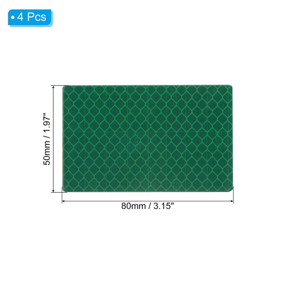 Reflective Patch 2"x3" 4pcs Hook and Circle Closure Green