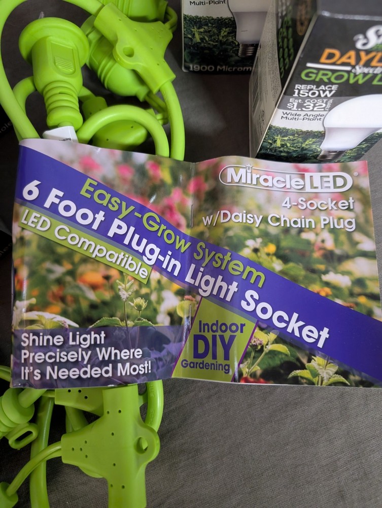 Miracle LED 6 Foot 4 Socket Easy Grow System With Daylight Spectrum Bulbs