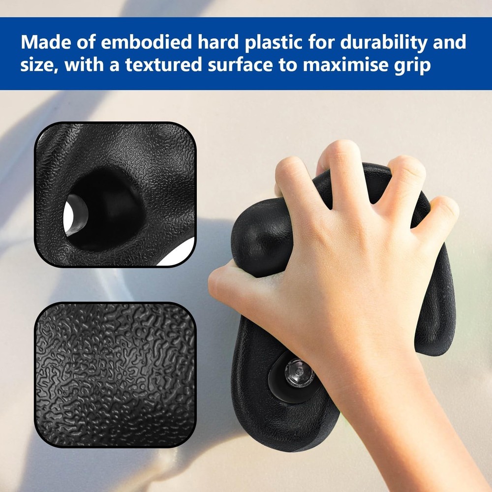 10PCS Black Rock Climbing Holds,Extra Large Hard Plastic Comfortable Rock Cli...