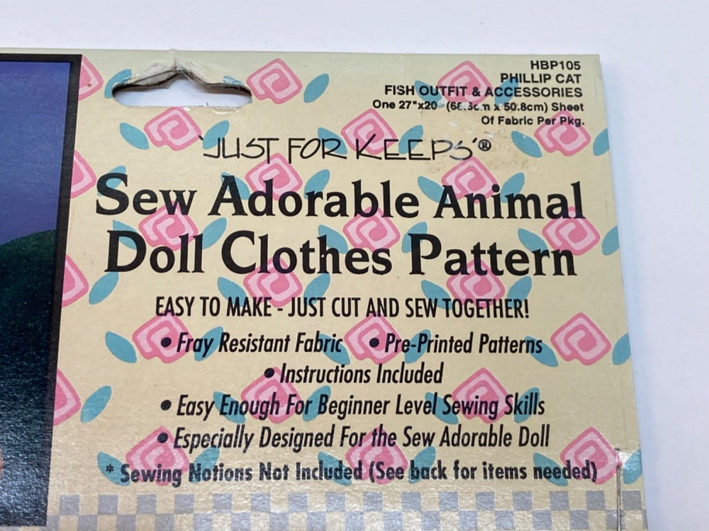 Phillip the Cat Just for Keeps Cut Sew Stuff Pre Printed Pattern