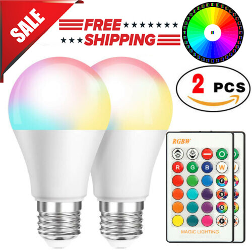 2 Pcs RGB RGBW LED Bulb Light 16 Color Changing E27 Lamp + IR Remote Controller