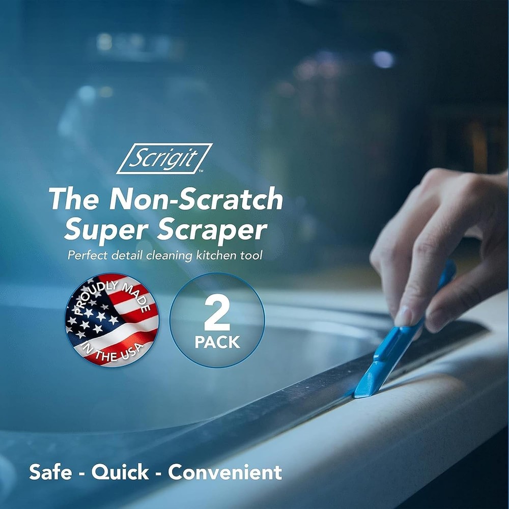 Made in USA No-Scratch Scraper Tool 2 Pack - Multi-Function Cleaning Solution