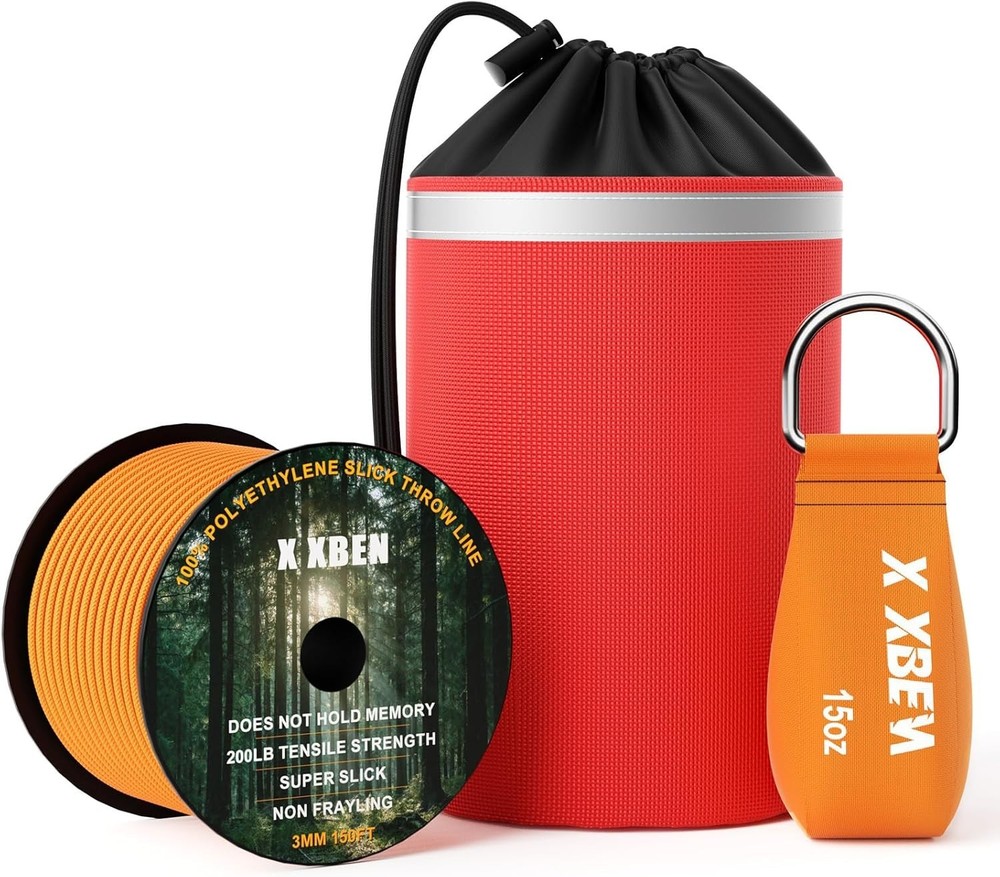 Throw Line Kit Polyester 150 ft Rope 15 Oz Weight Storage Bag for Tree Climbing