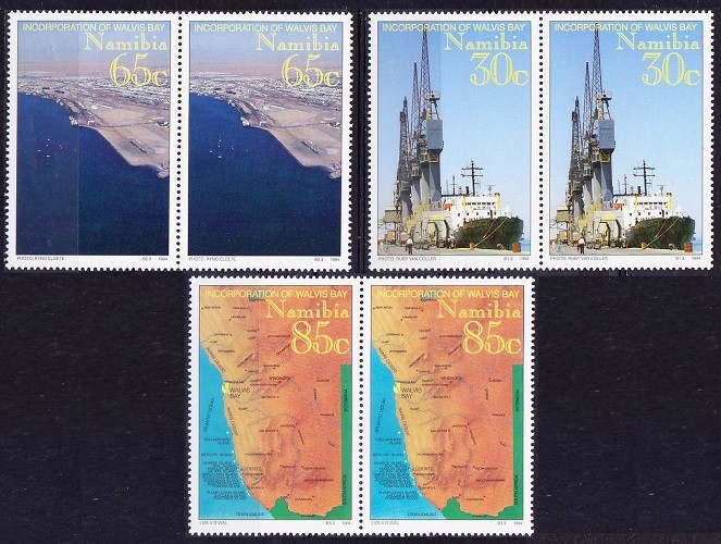 Namibia 1994 MNH 3v Pair, Walvis Bay Territory, Ships, Map, Crane