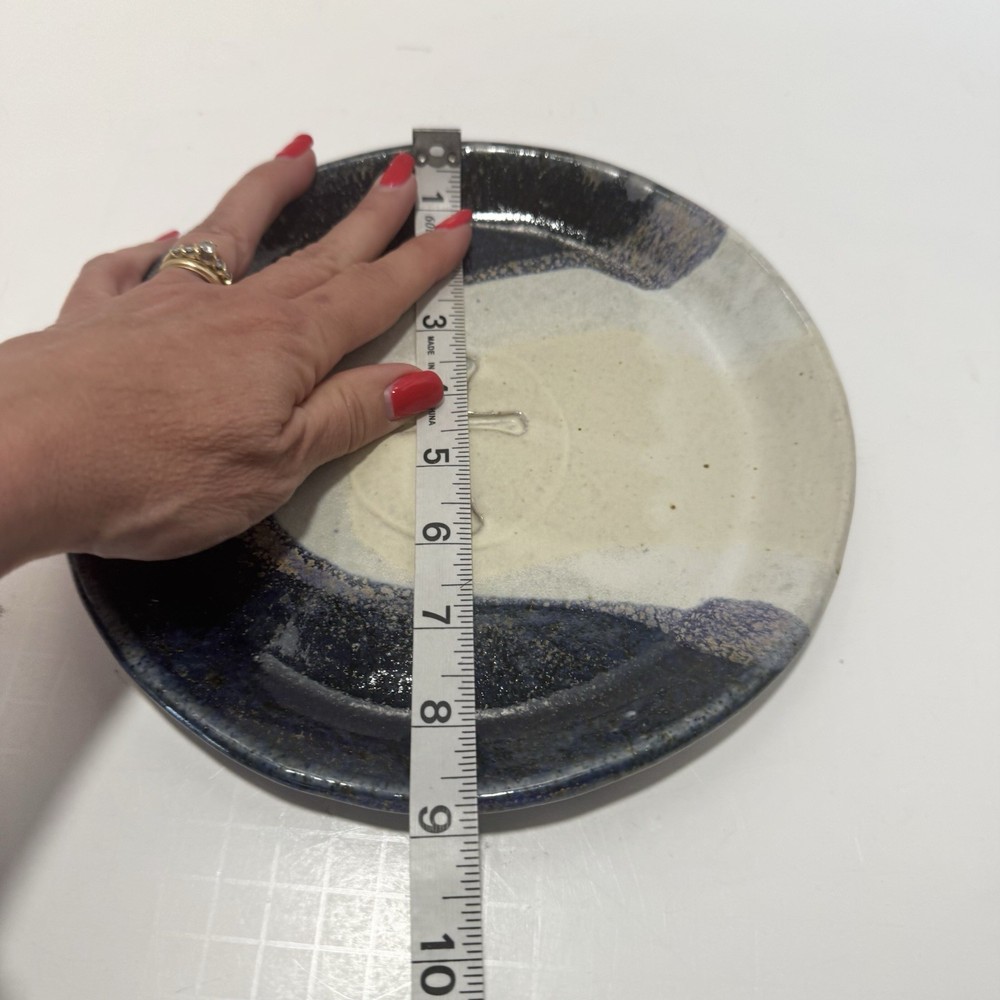 Signed Hand Crafted Studio Pottery Plate Embossed Cross Design Stoneware