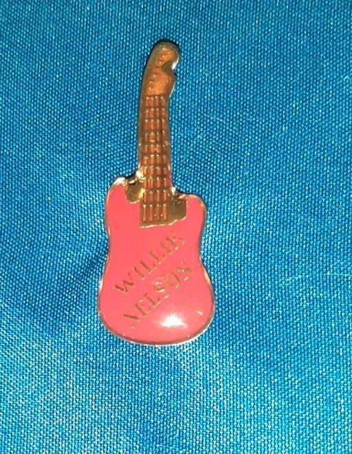 Vintage Willie Nelson Red Guitar Jacket Lapel Pin