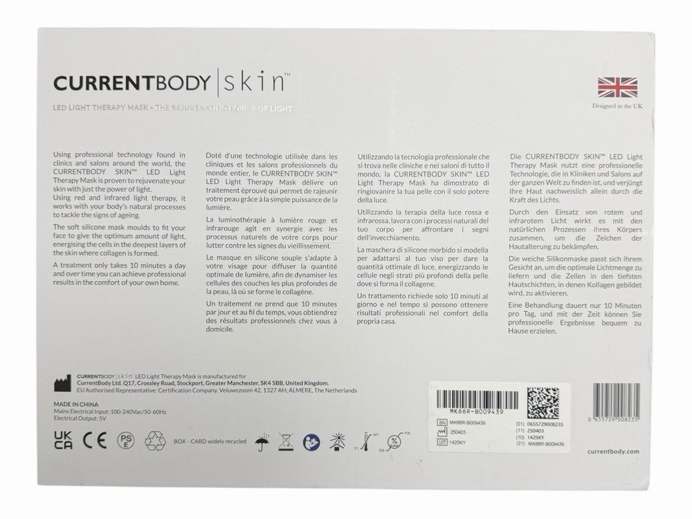 CurrentBody Skin LED Light Therapy Mask - Open Box