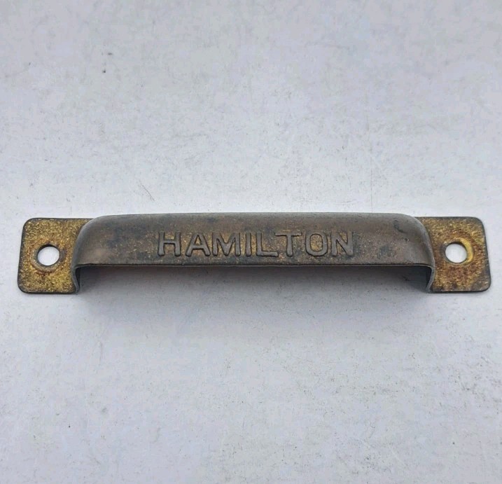 Antique Bin Pull Drawer Printers Cabinet Hamilton Handle Vintage Brass Hardware