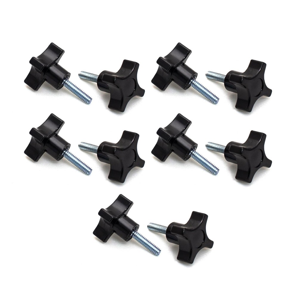 4-Point Stud Knobs, 1/4"-20 Threaded Thumb Screw Star Knob with 1" Stud, 10 PK