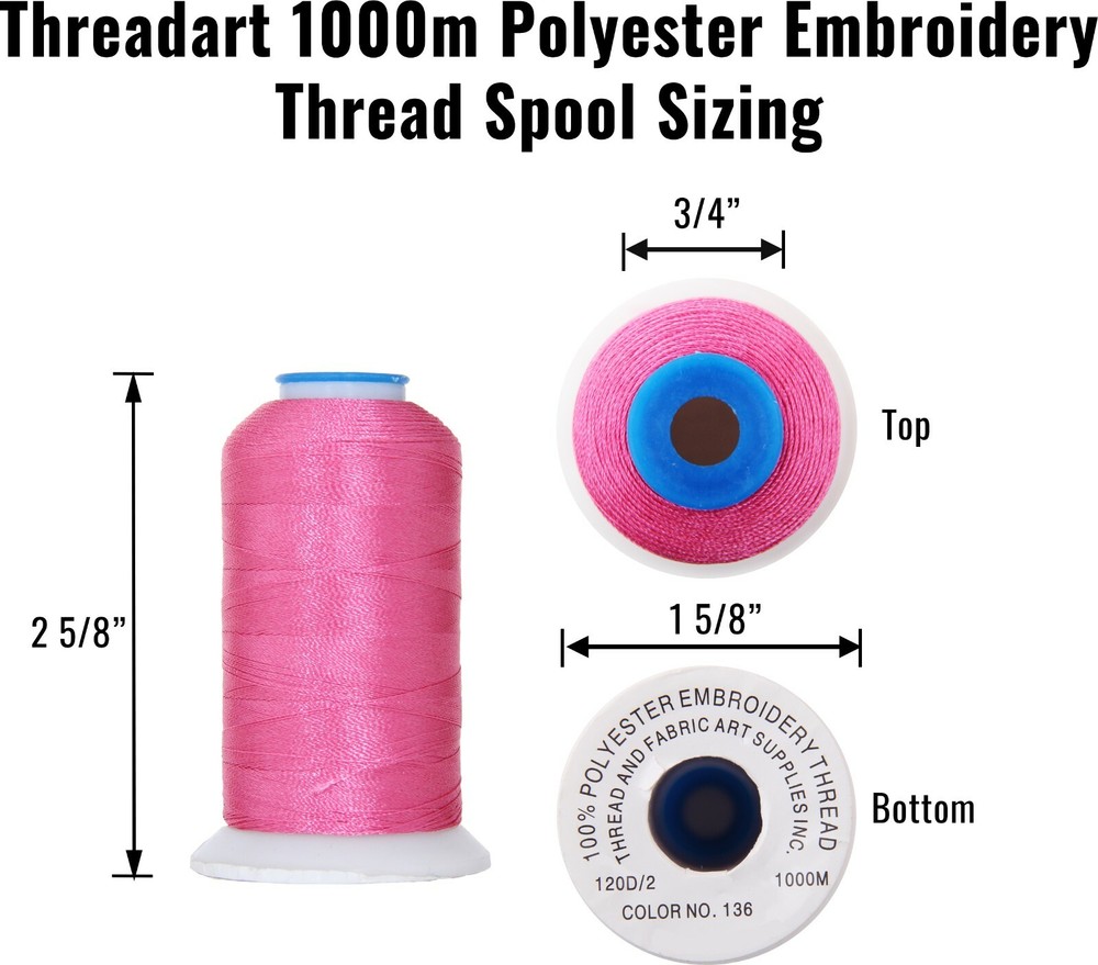 Threadart 20 Cone Polyester Embroidery Machine Thread Set Fresh Colors 1000M