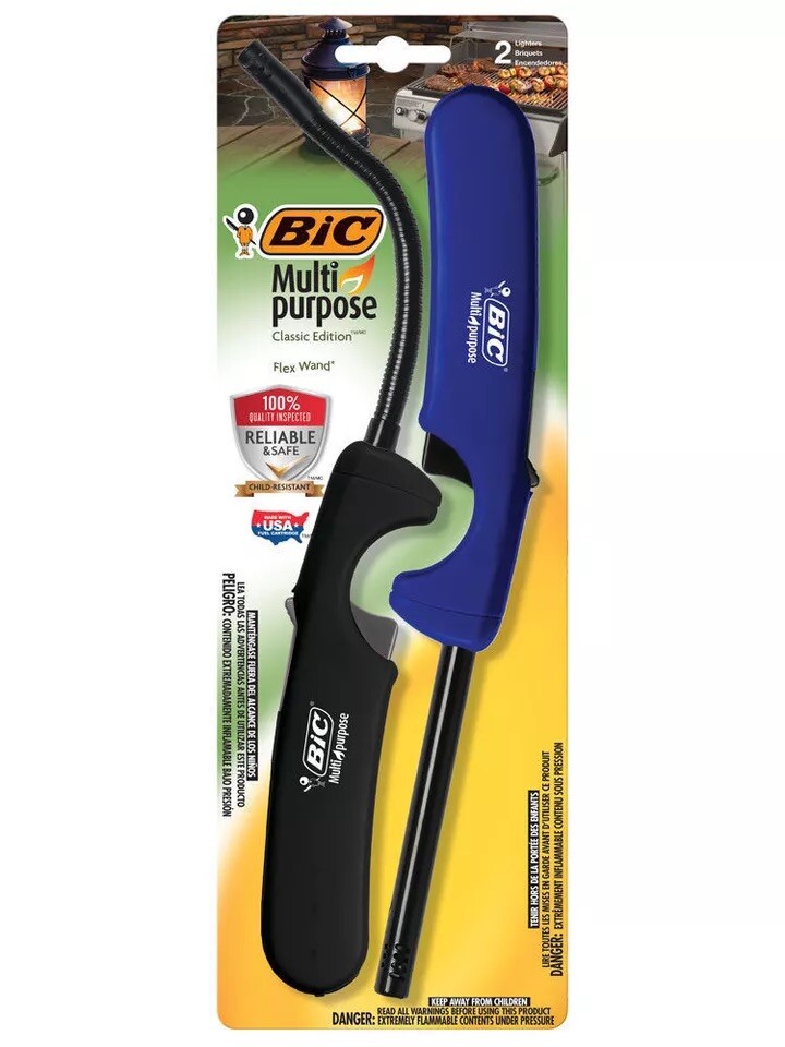 New BIC Multi-purpose Classic Edition Lighter & Flex Wand Lighter, 2-Pack NIP