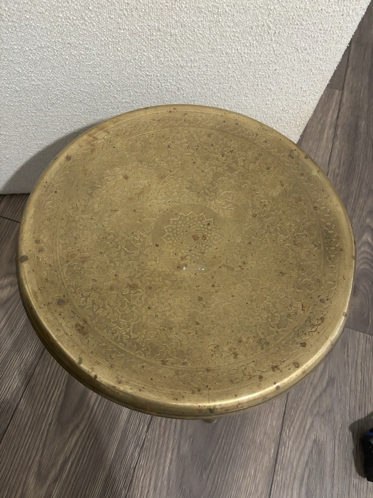 Indian Brass Three Legged Foot Stool Warmer