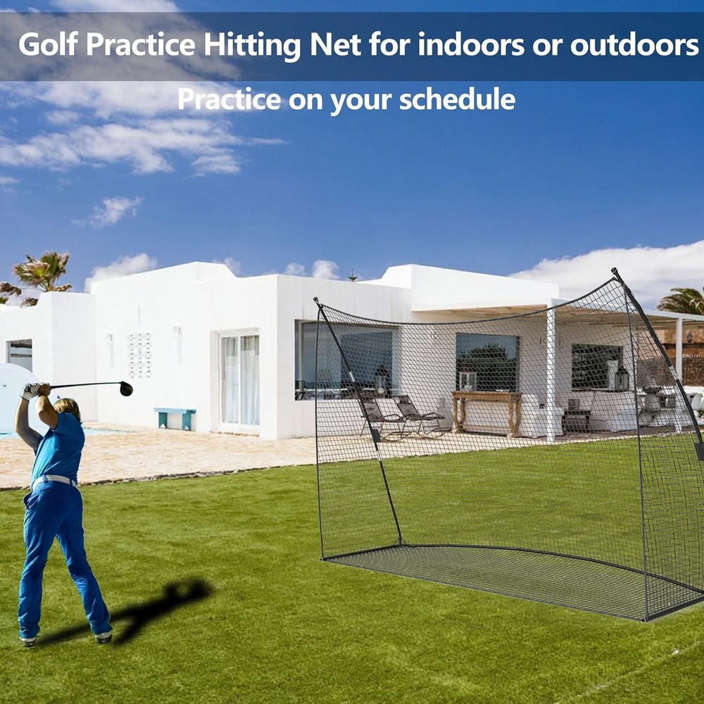 Large 10x7ft Golf Practice Hitting Net Indoor Personal Driving Range Training