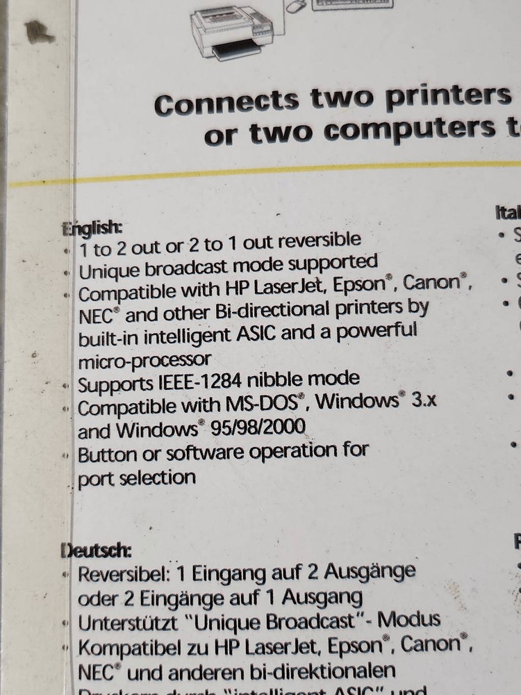 Vintage 2 Port Printer Switch #A76