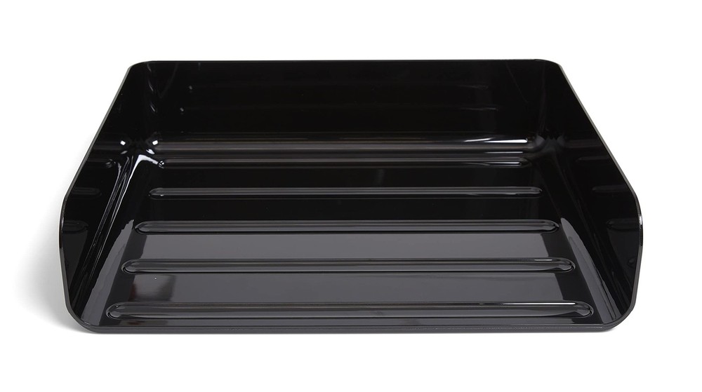 Side‑Load Stackable Plastic Letter Tray, Black – Desktop Paper Organizer for ...