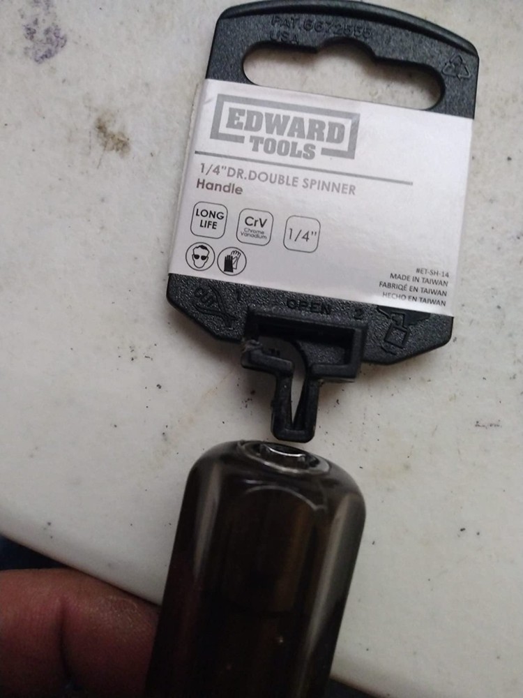 Edward Tools 1/4” Drive Spinner Handle Nut Driver - 6” Extension Ribbed Handle