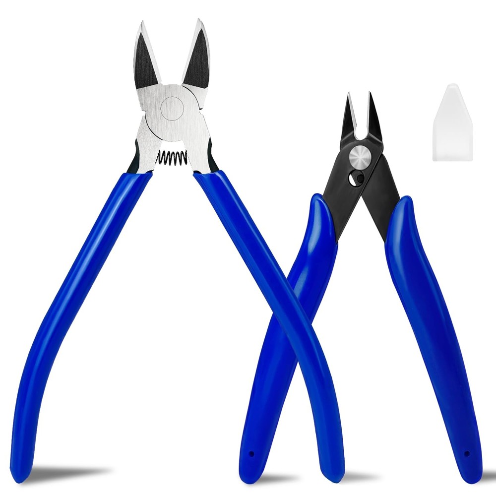2 Pack Wire Cutters Set, 6" and 5" Ultra Sharp Flush Cutters, 5"+ 6", Blue