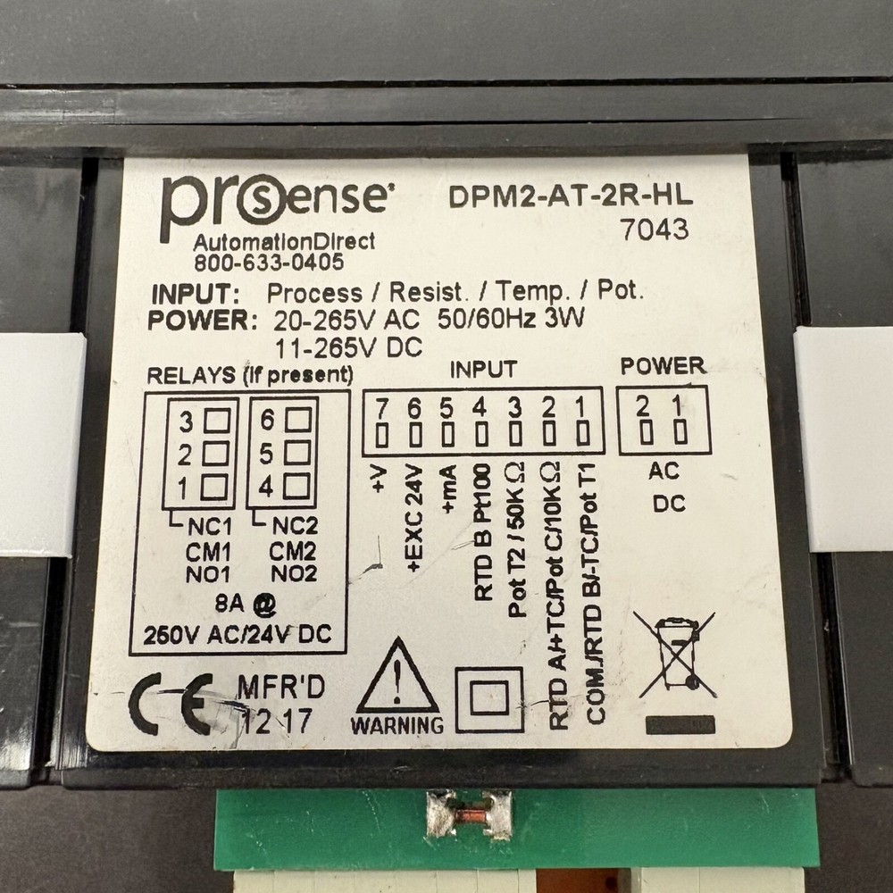 Prosense DPM2-AT-2R-HL Digital Panel Meter (Untested)