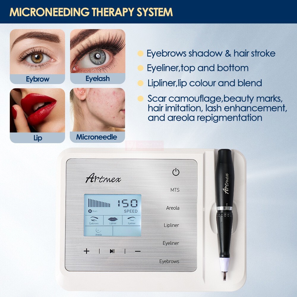 Digital Permanent Makeup Machine Micro Blading Pen with Replacement 6 Pcs Pins