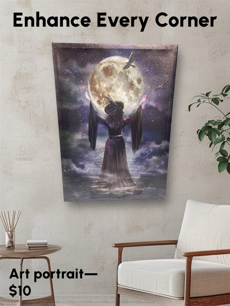 Gothic Witch Portrait In The Moon Light