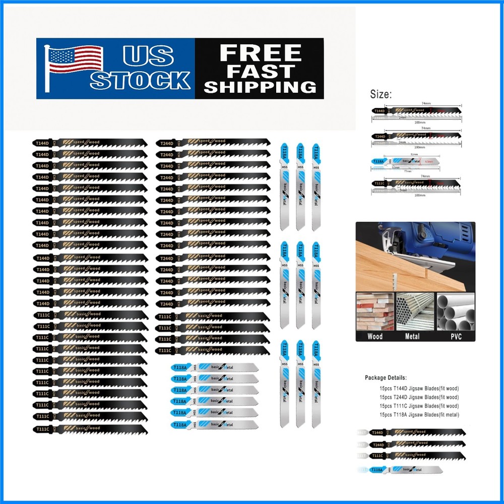 Versatile 60-Piece Jigsaw Blade Set - Professional Quality for Diverse Materials