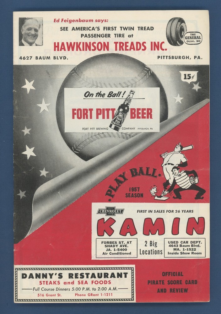 1957 San Francisco Giants at Pittsburgh Pirates Game Program • Mays & Clemente