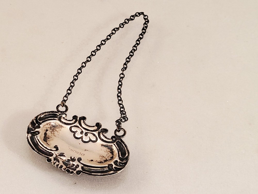 VINTAGE STERLING SILVER " BRANDY " BOTTLE TAG
