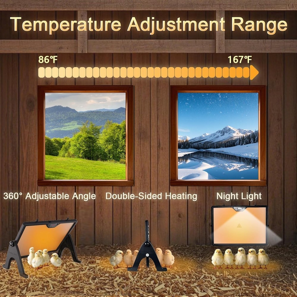 Brooder Plate for Chicks Adjustable Height Angle Chick Heat Plate for 30 Chicks