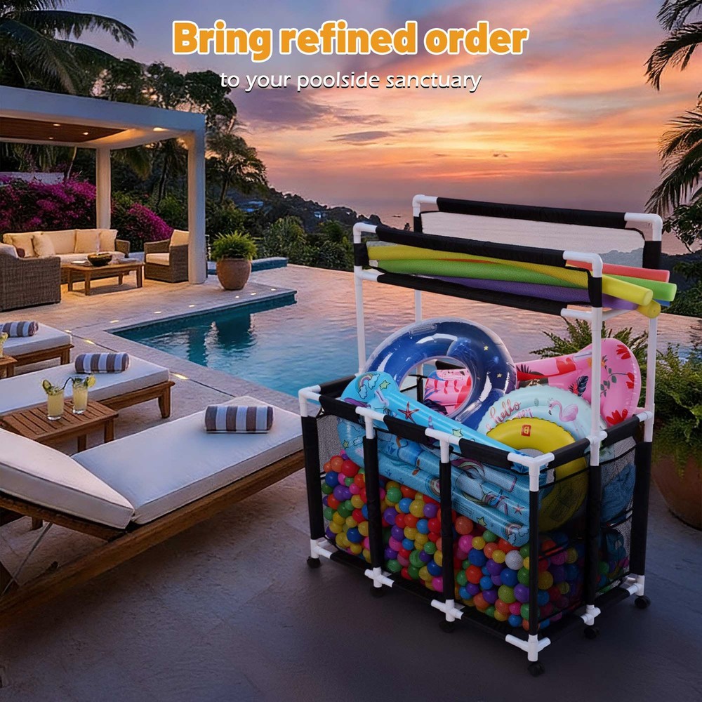 AplusChoice 424 Gal Mesh Pool Storage Bin Rolling Cart Replacement Mesh Cover