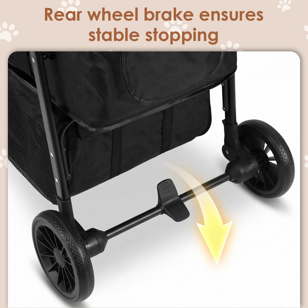 Pet Stroller Adjustable Handle Smooth-Ride Dog Stroller for Small & Medium Dogs