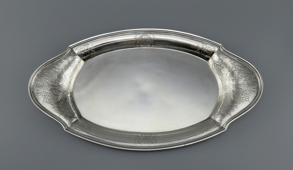 Lovely c1912 Tiffany Co Sterling Silver Oval Cornucopia Bread Tray