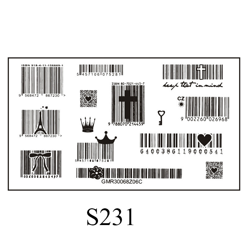 Temporary Water Transfer Body Art Love Barcode Pattern Tattoo Sticker Mini Size\