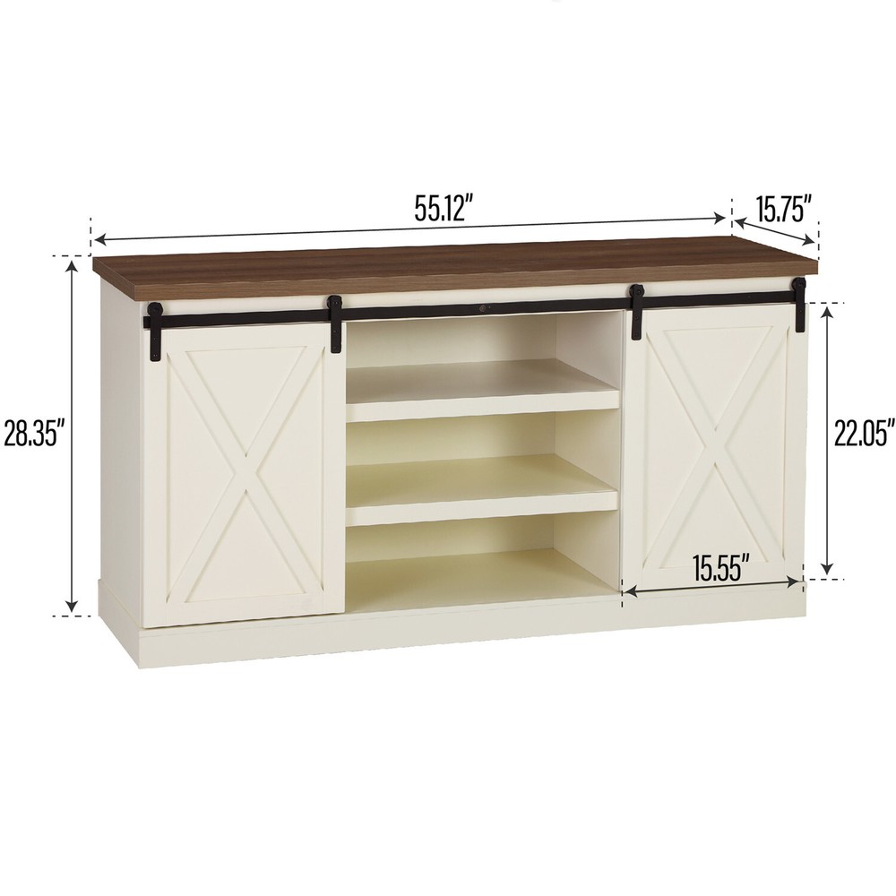 Buffet Cabinet Sideboard Coffee Cabinet Sliding Barn Doors Storage Cabinet