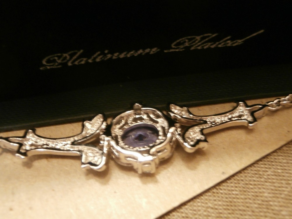 Gold Coast Platinum Plated Blue Stone Bracelet - New