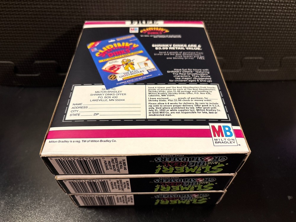 Slimer and the Real Ghostbusters fruit snacks - All 3 repro novelty boxes
