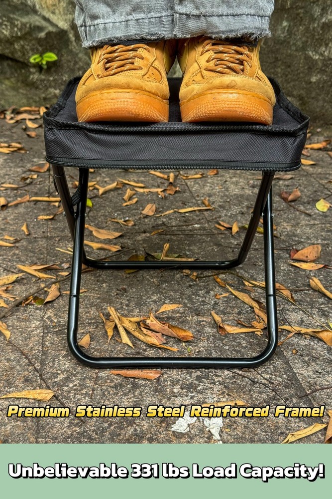 Compact Foldable Stool with Shoulder Strap, Heavy Duty 350lbs Support, Lightw...