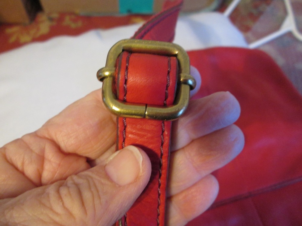 Fossil Red Leather Small Crossbody Bag