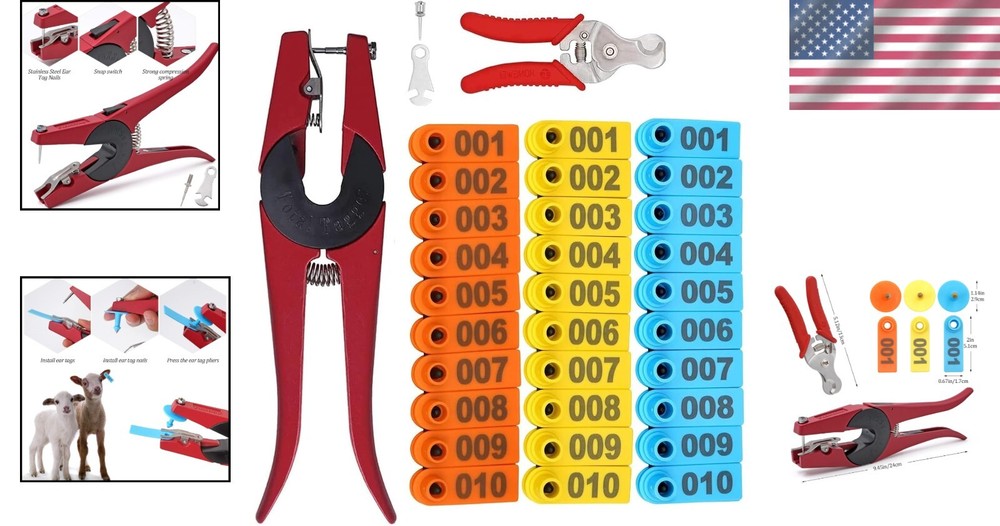 Durable Numbered Ear Tags Kit - 300PCS Sheep, Goat, Cattle Management Solution