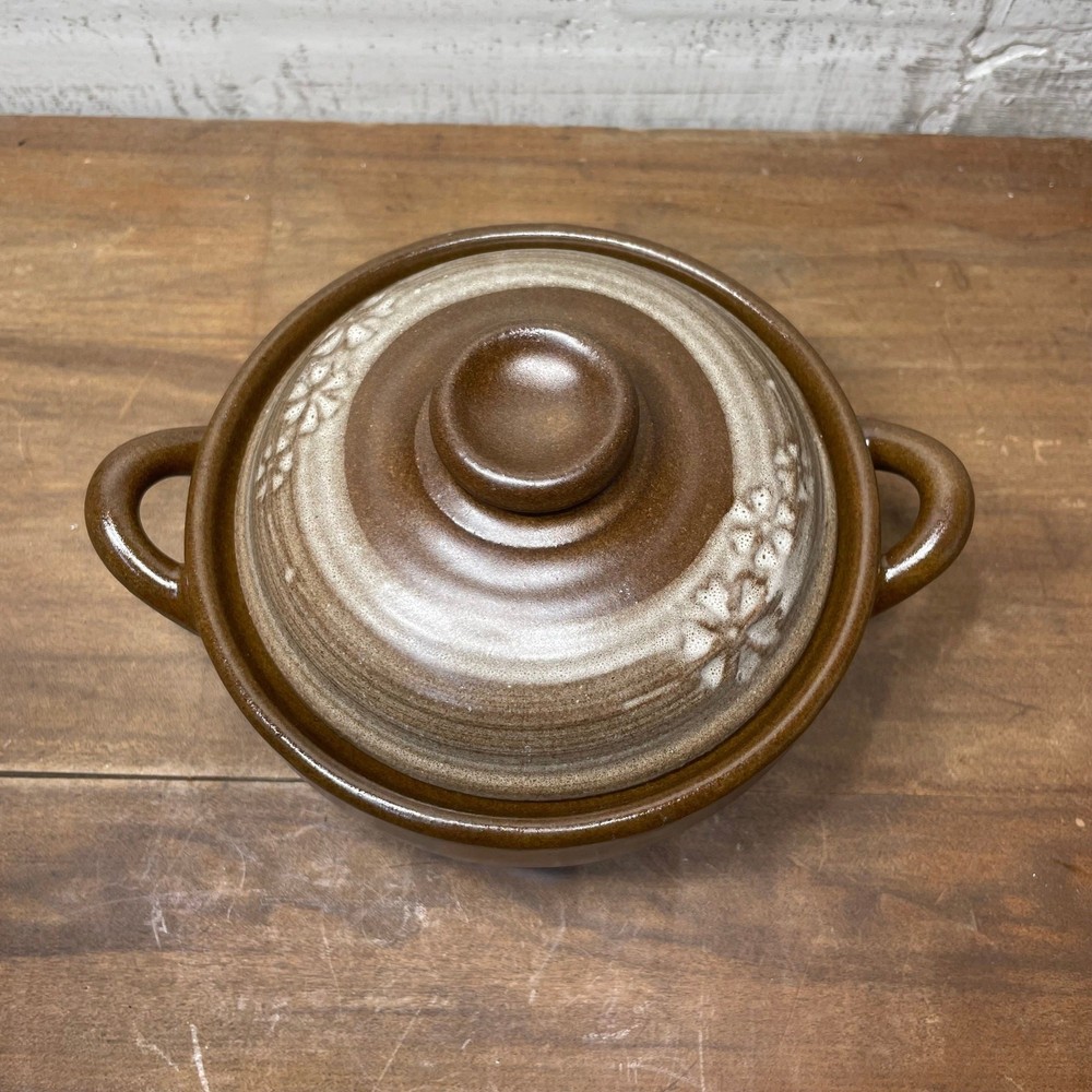 Small Brown Ceramic Pot with Lid