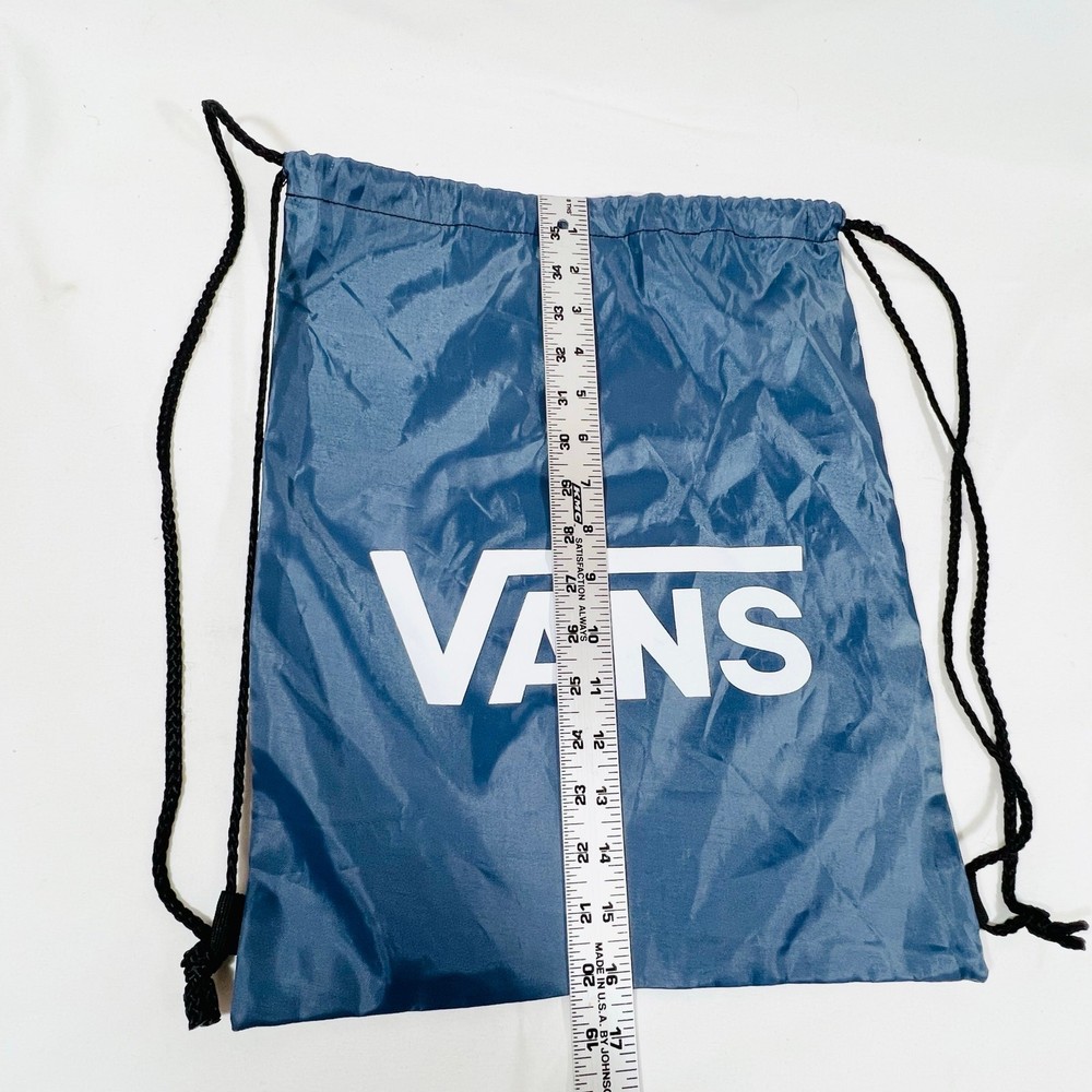 Vans Bench Bag Backpack Blue White Nylon Drawstrings Closure Hiking Daypack New