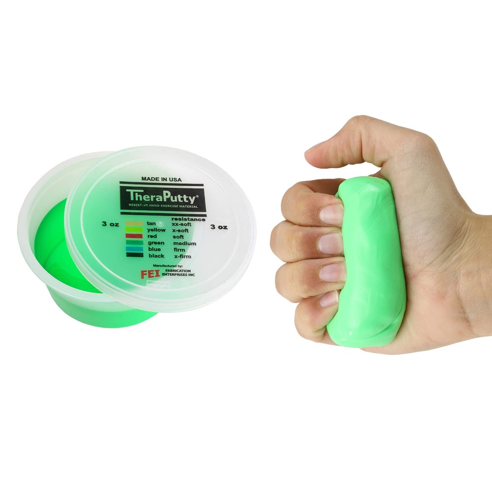 CanDo TheraPutty Plus Medium Green 3oz Anti Microbial Hand Exercise Putty