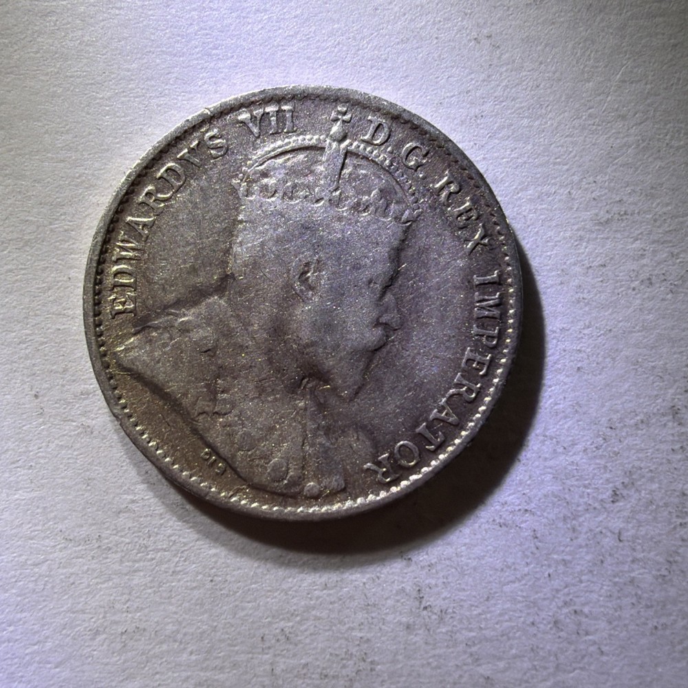 1908 Newfoundland - 5 Cent - .925 Silver Canada Coin - 457
