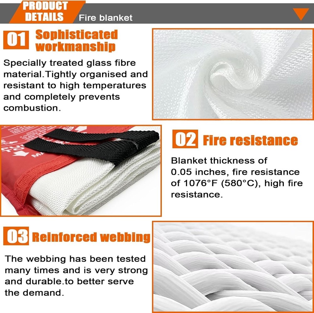 Fire Blanket for Home Safety, 1 Pack Emergency Fire Suppression Blankets