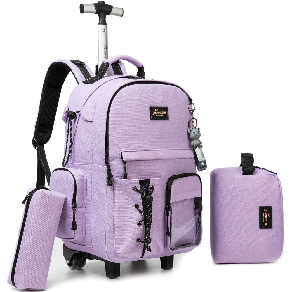 Rolling Backpack for School Glitter Backpack with Wheels Backpacks with Lunch...