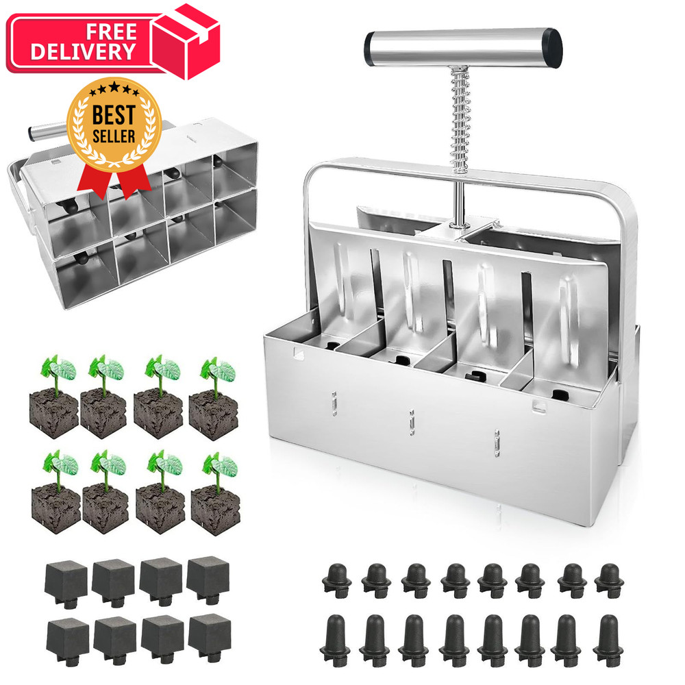 Upgraded Soil Blocker Handheld, 8 Block Maker for Seed Starting, 2 8